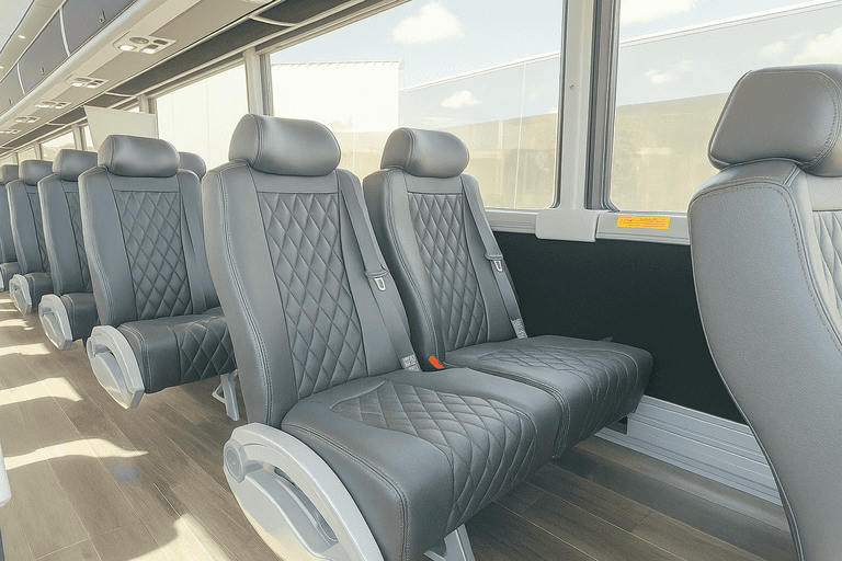 interior of Clovis Coach Bus Service charter bus