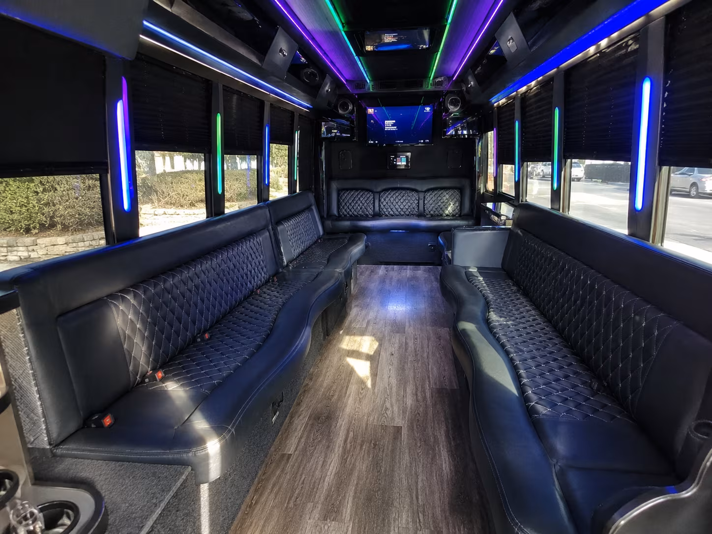 clovis 15 passenger party bus interior