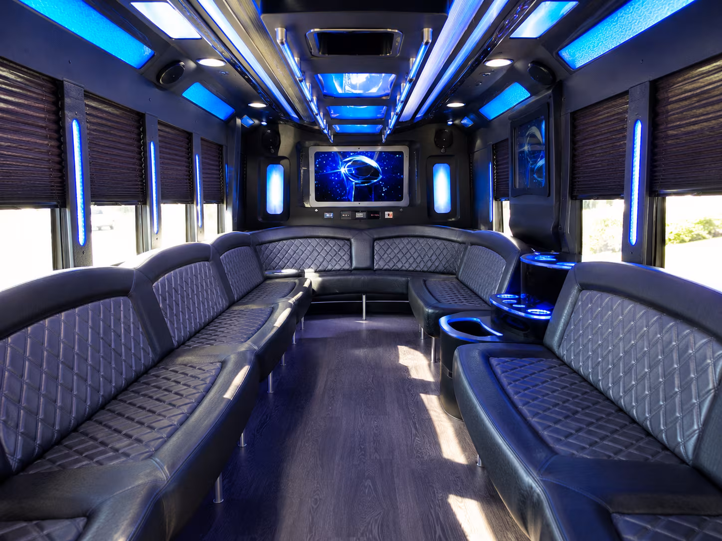 clovis 28 passenger party bus inside