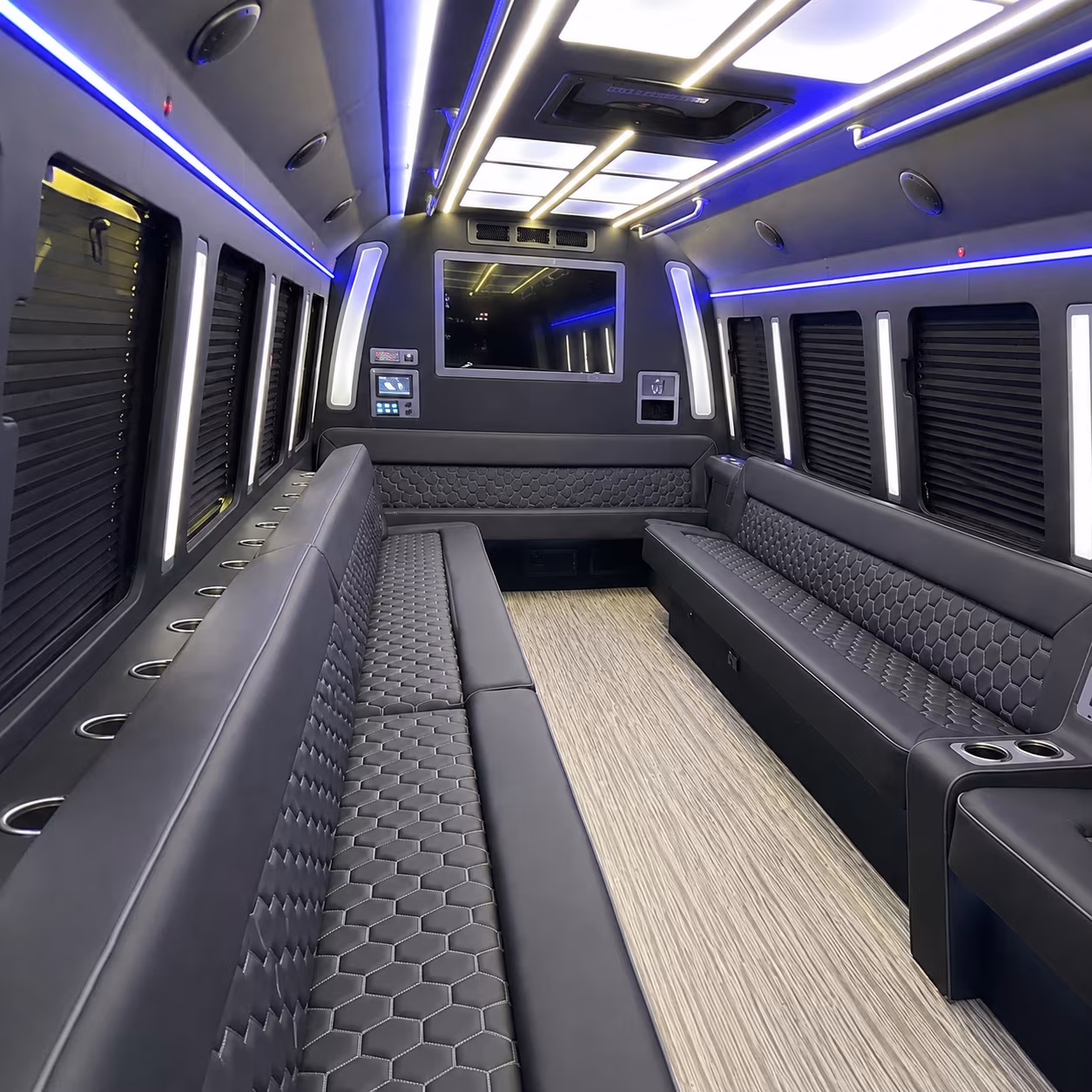 clovis 40 passenger party bus inside