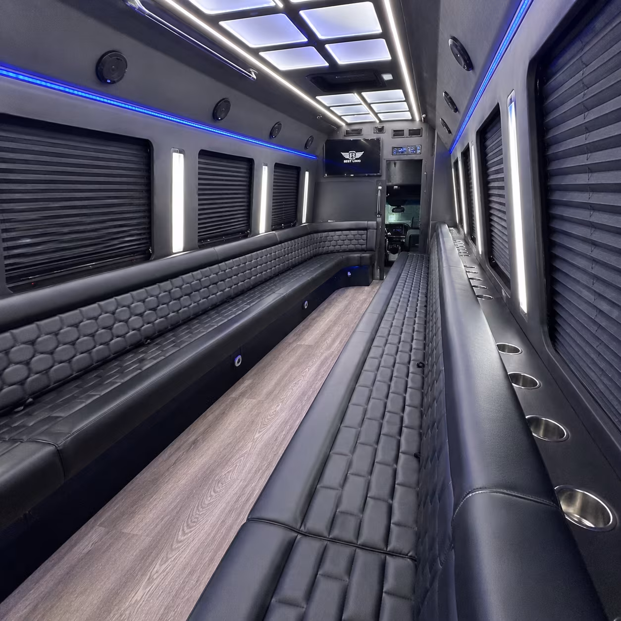 clovis party bus rental interior